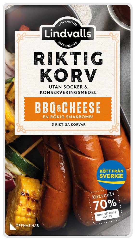 Lindvalls Korv BBQ & Cheese 270g Lindvalls