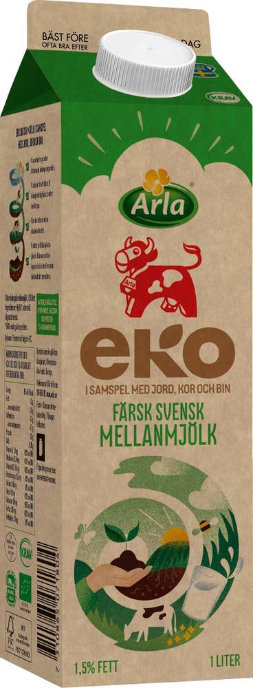 Arla Ko® Färsk Mellanmjölk 1,5% EKO/KRAV