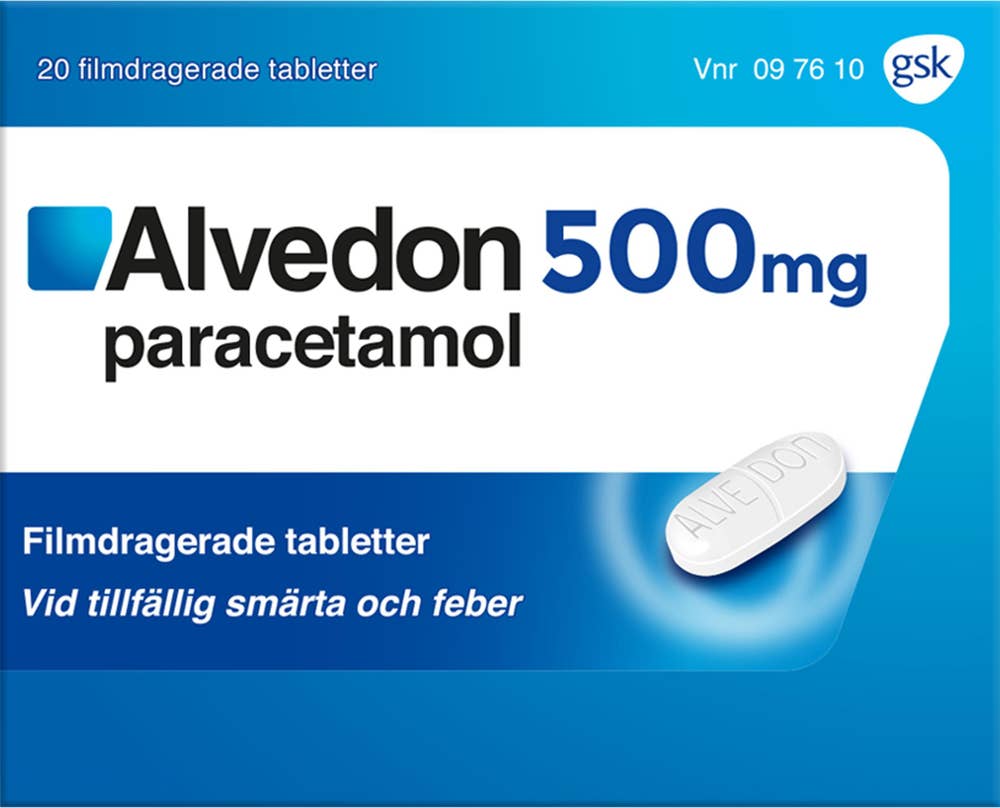 Alvedon 500 mg, Paracetamol, filmdragerad tablett, 20 st