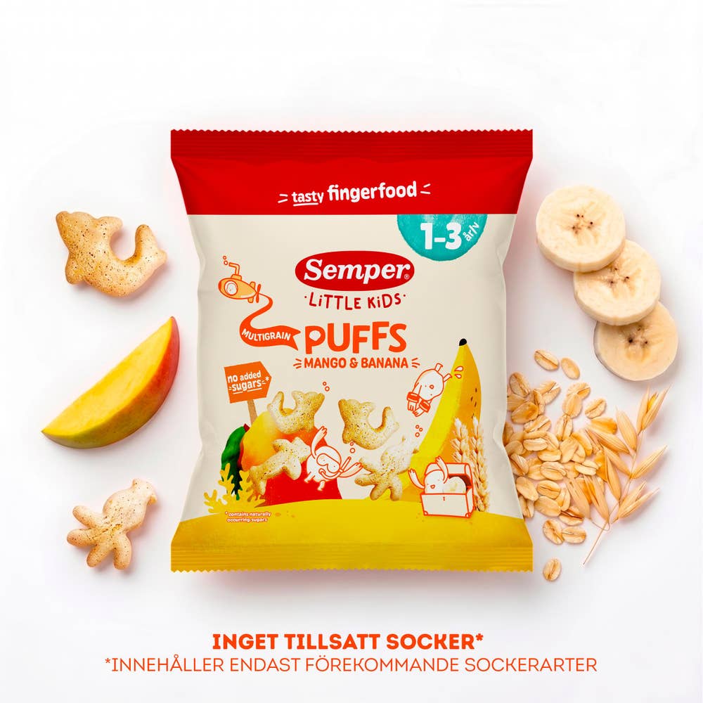 Semper Multigrain Puffs Mango & Banan EKO 1-3År
