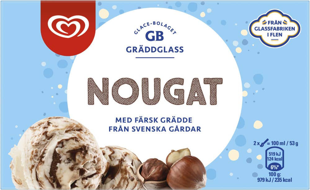 Gräddglass Vanilj med Nougat