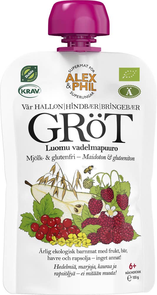 Alex&Phil Gröt Hallon & Röda Vinbär EKO/KRAV Alex&Phil