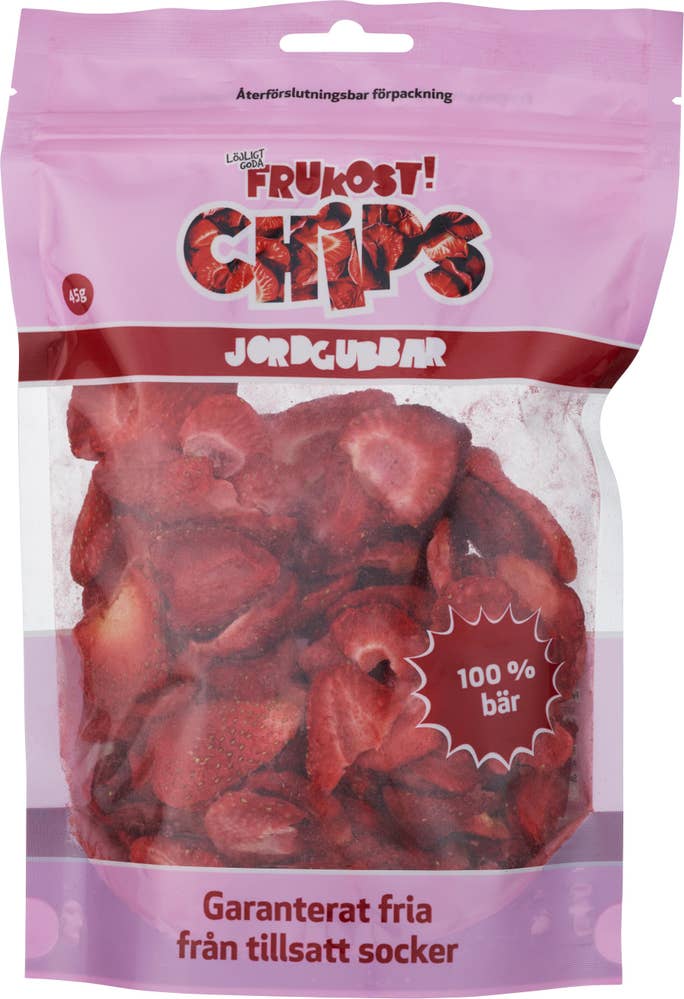 Frukost Frystorkade Jordgubbschips