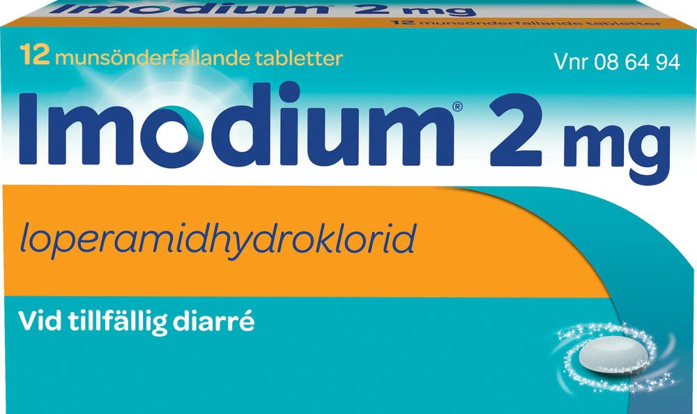 Imodium 2 mg, Loperamid, munsönderfallande tablett, 12 st