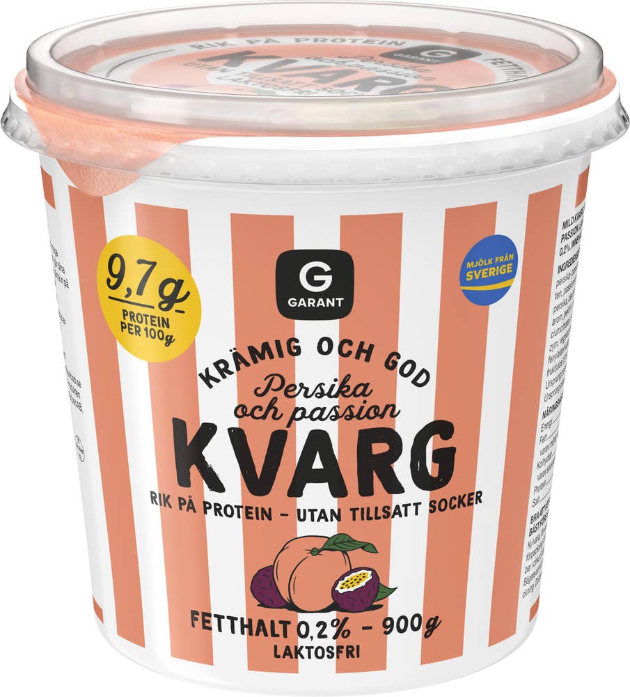Garant Kvarg Persika & Passion Laktosfri Utan Tillsatt Socker 0,2%