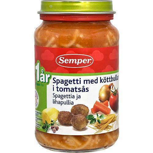 Ej sorterad Spaghetti med Köttbullar 1År Semper