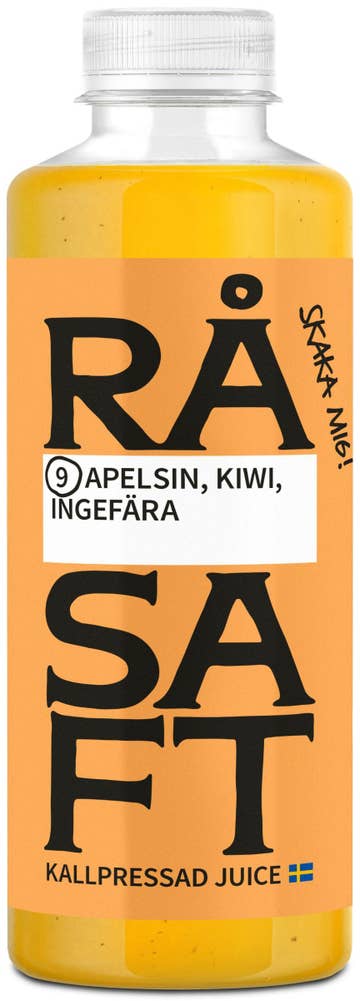 Råsaft Kallpressad Juice Apelsin, Kiwi & Ingefära
