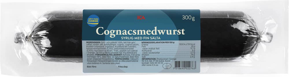 Ej sorterad Cognacsmedwurst svart Ica