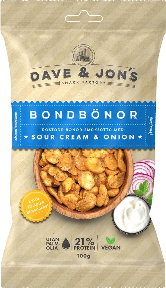 Dave & Jon's Bondbönor Rostade Sourcream & Onion