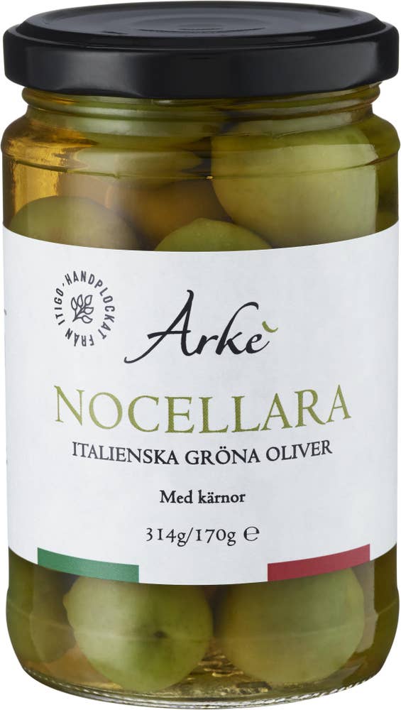 Nocellara Oliver med Kärnor 300g
