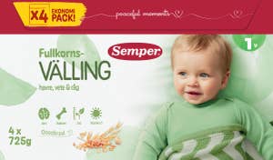 Semper Fullkornsvälling med Havre, Vete & Råg +12M 4x5L