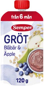 Semper Grötklämmis Äpple & Blåbär 6M