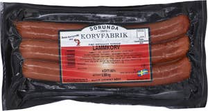 Sorunda korvfabrik Lammkorv Kötthalt 80% 3-p