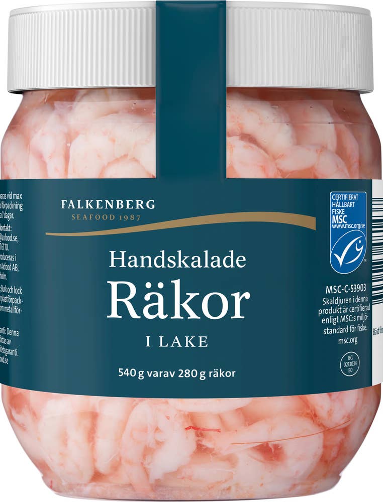 Falkenberg Seafood Räkor Handskalade i Lake MSC 280/540g