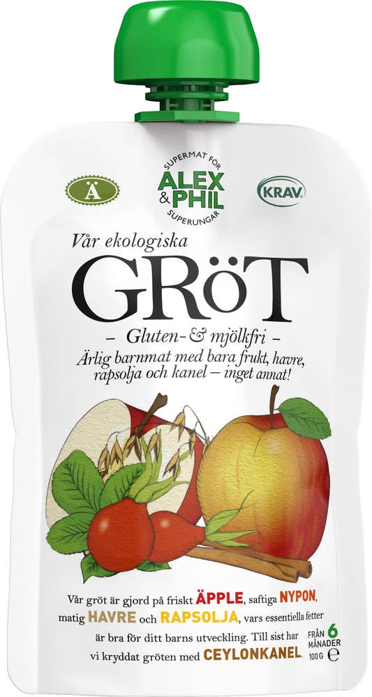 Alex&Phil Gröt Äpple, Nypon & Kanel KRAV 6M