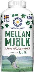 Skånemejerier Mellanmjölk Lång Hållbarhet 1,5%