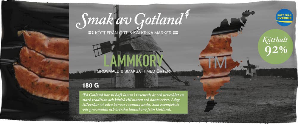 Smak av Gotland Lammkorv Kötthalt 92% 3-p