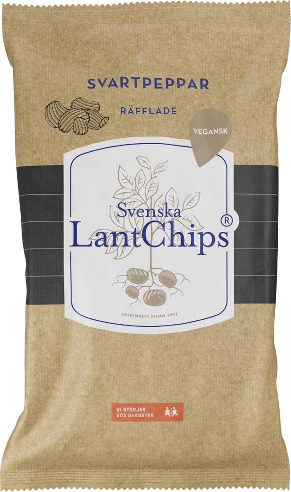 Svenska LantChips Chips Svartpeppar Räfflade