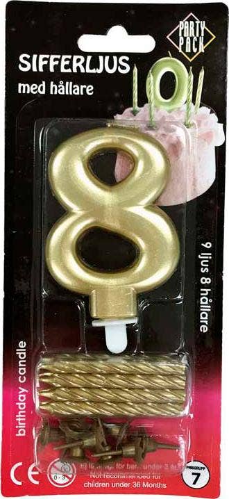 Party Pack Sifferljus 8 Guld