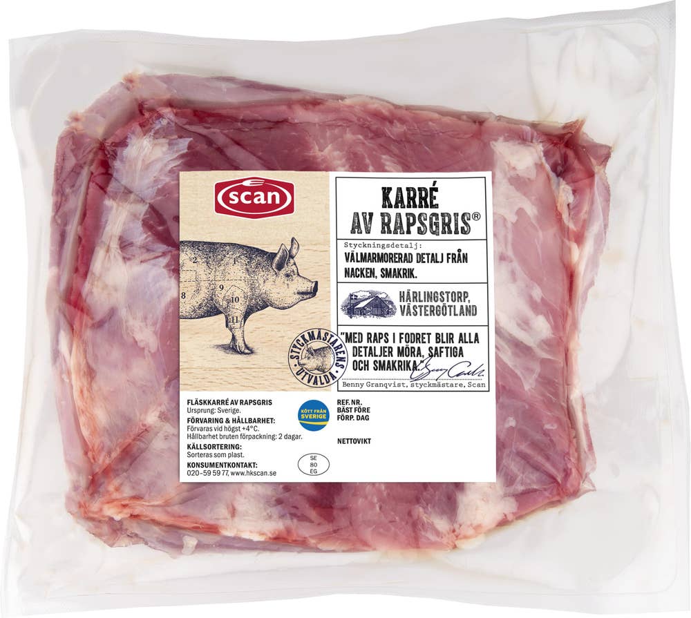 Karré av Rapsgris Benfri Mörpackad