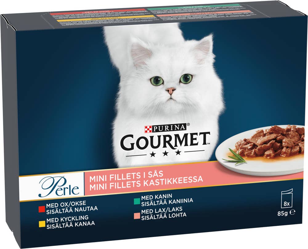 Gourmet Våtfoder Oxkött/Kyckling/Kanin/Lax 8x85g Gourmet Perle