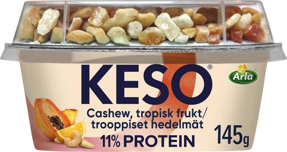 KESO® Cottage Cheese Mellanmål Cashewnöt, Ananas, Apelsin & Papaya 4,3%