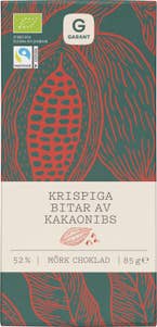 Garant Eko Mörk Choklad med Kakaonibs 52% EKO/Fairtrade
