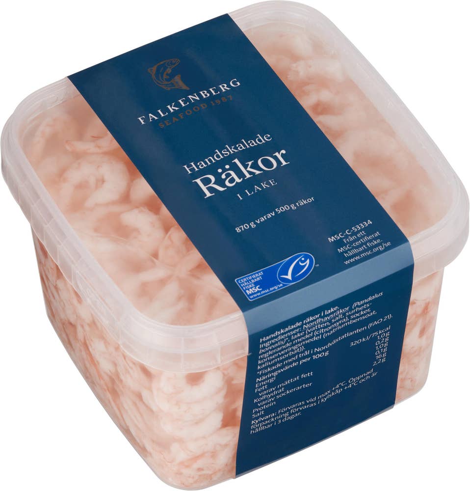 Falkenberg Seafood Räkor Handskalade i Lake MSC 500/870g