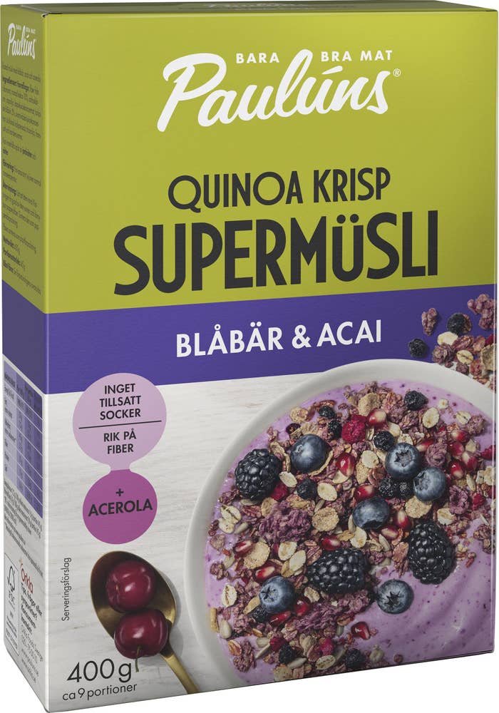 Paulúns Supermüsli Quinoa Krisp Blåbär & Acai