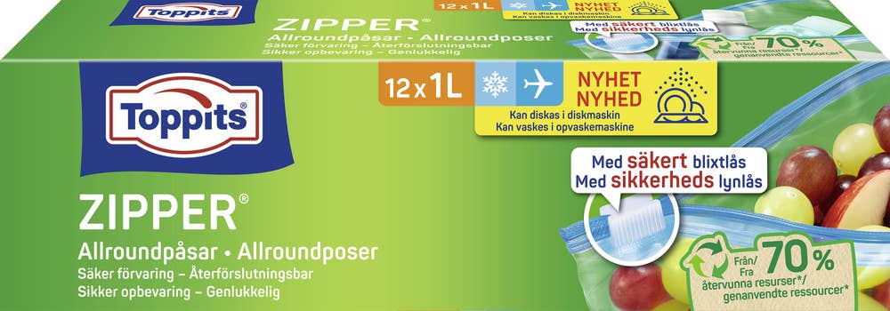 Toppits Plastpåse Zipper 1L