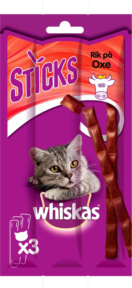 Whiskas Kattgodis Sticks Oxkött 3-p