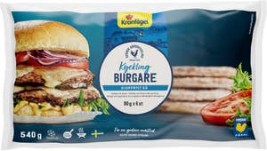 Kronfågel Kycklingburgare Rå Frysta