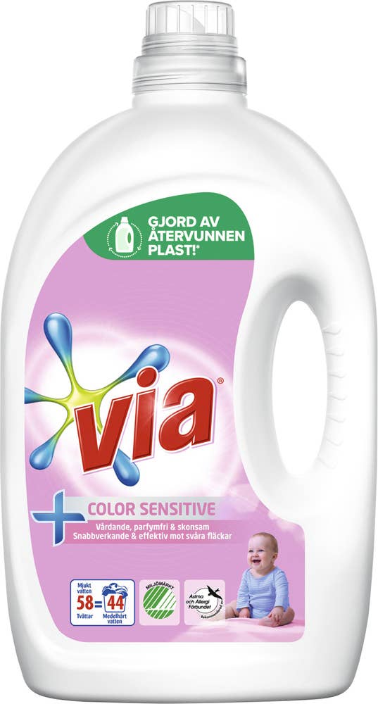 Via Flytande Tvättmedel Color Sensitive 2,32L Via