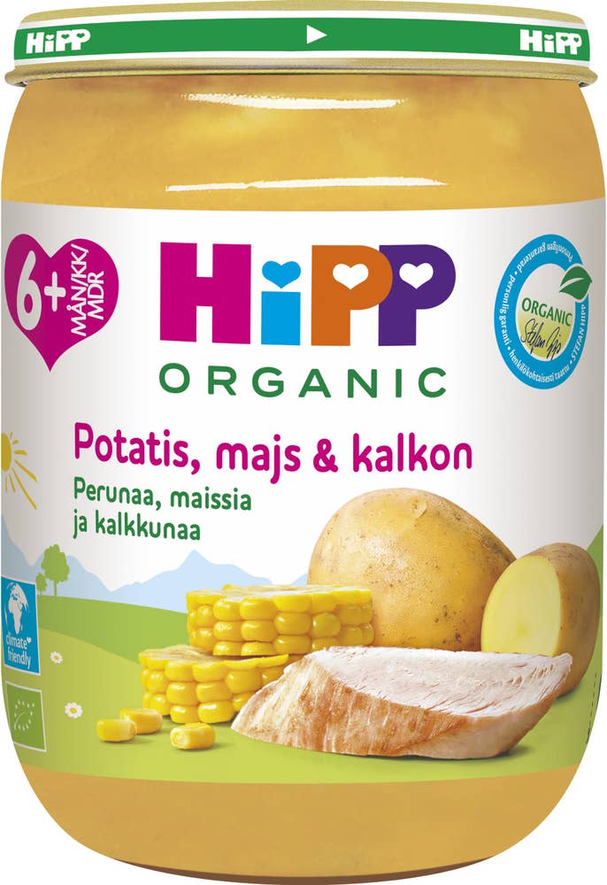 Hipp Barnmat Potatis, Majs & Kalkon 6M EKO