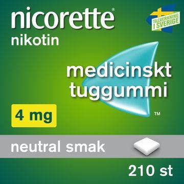 Nicorette® Nicorette Neutral Smak 4 mg, Medicinskt nikotintuggummi, 210 st