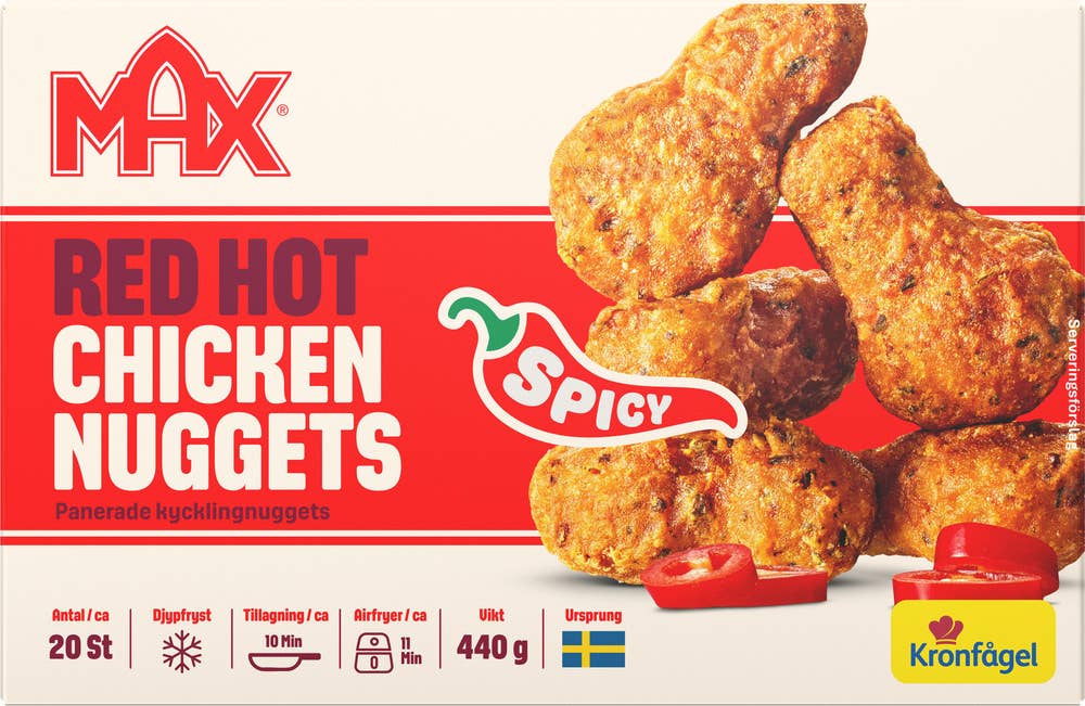Kronfågel Max Red Hot Nuggets Fryst