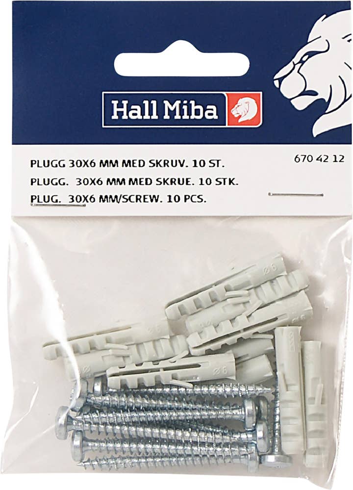 Hall Miba Plugg med Skruv 30x6mm