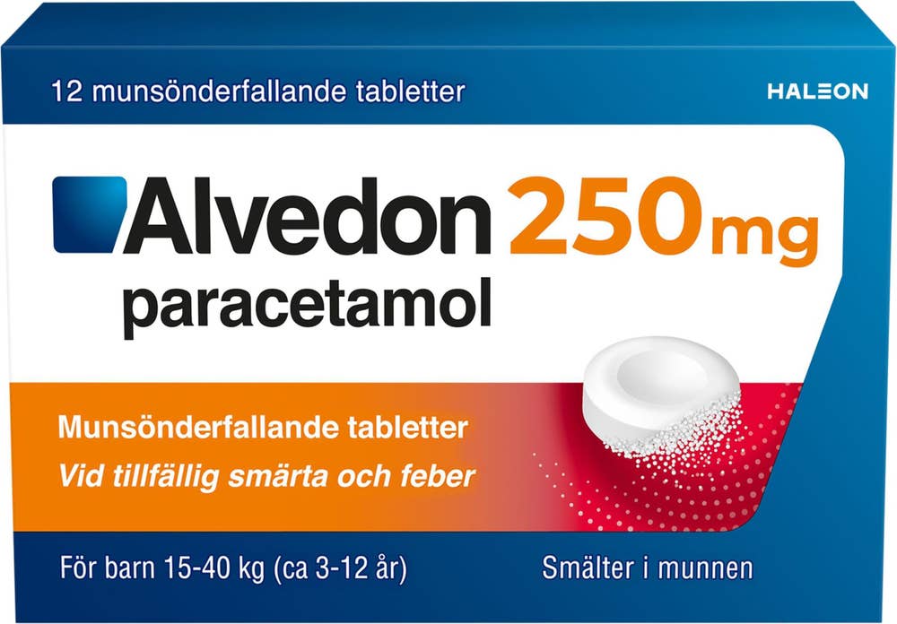 Alvedon Paracetamol 250mg Munsönderfallande Tablett