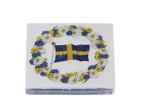 Hedlundgruppen Servett Flagga & Krans 33x33cm