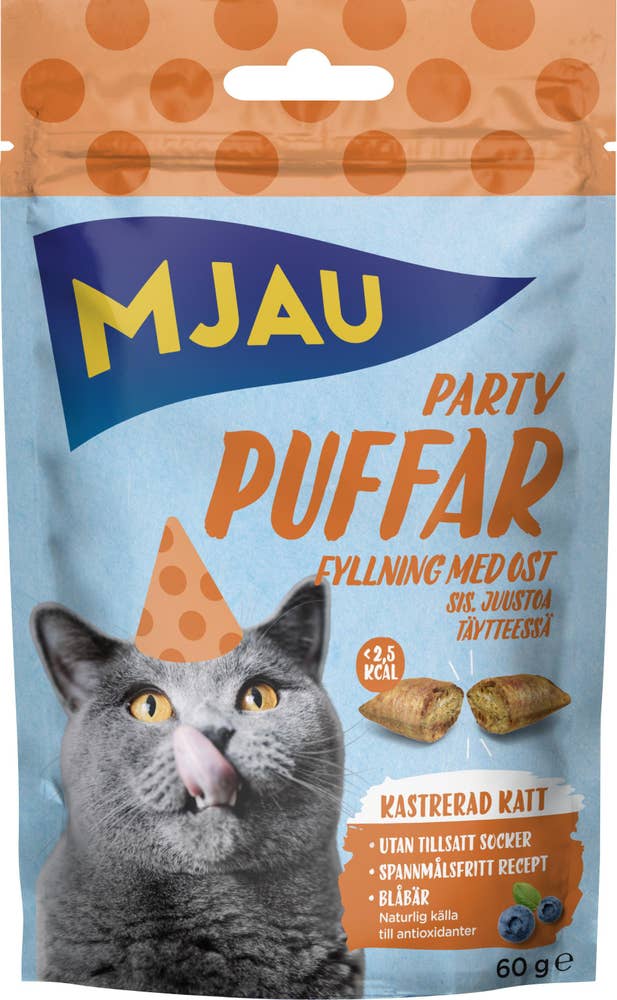 Kattmat Partypuffar Ost