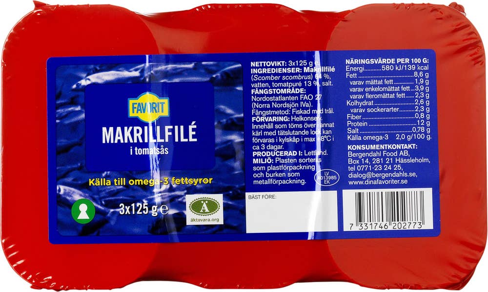 Favorit Makrillfilé 3x Favorit