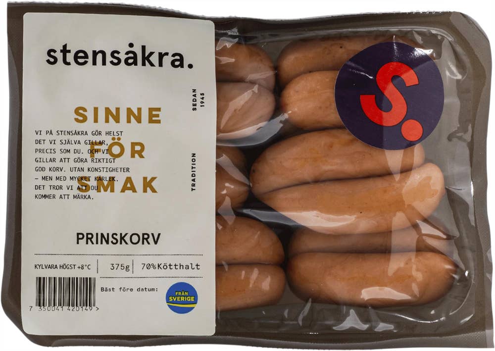 Stensåkra Prinskorv Kötthalt 70%