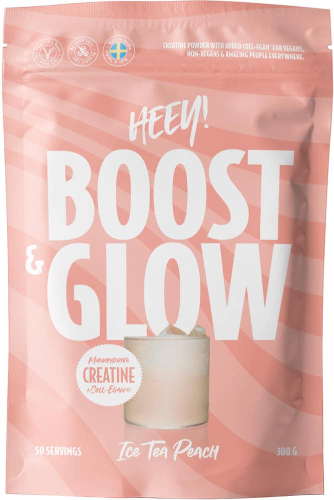 Heey! Boost & Glow Creatine + Coll-egan® Ice Tea Peach 50 portioner