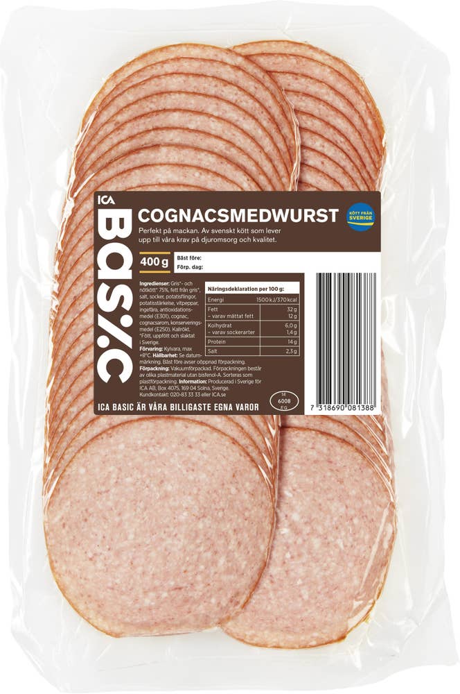 Ej sorterad Cognacsmedwurst Ica Basic