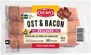 Scan Grillkorv Bacon & Ost 6-p