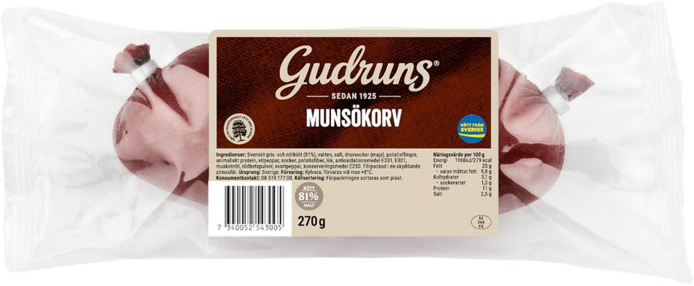 Gudruns Munsökorv Alspånsrökt