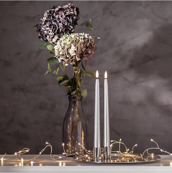Star Trading LED Antikljus Flamme Metal Silver 28cm