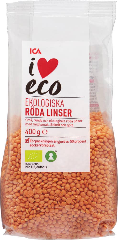 Ej sorterad Röda Linser Torkade Ica Eco
