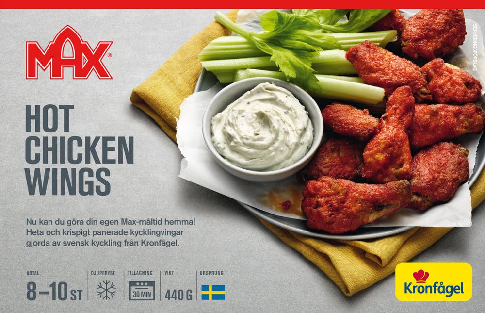 Kronfågel Max Hot Chicken Wings Fryst