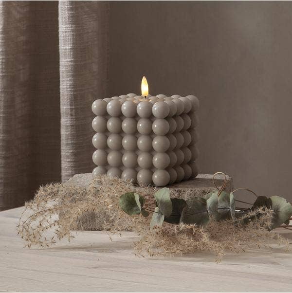 Star Trading Blockljus LED Flamme Dot Grå 10x12,5cm